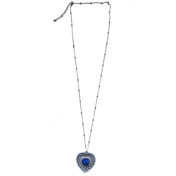 Heart Navy Stone Pendant with Chain Necklace - Picture 3 of 3